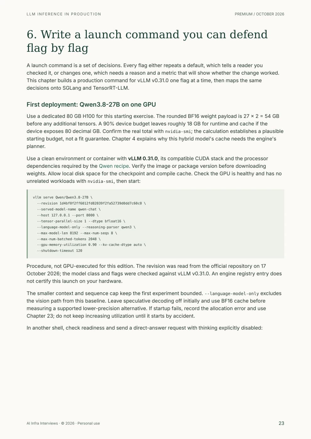 Printed sample page 23: Defend a launch command flag by flag