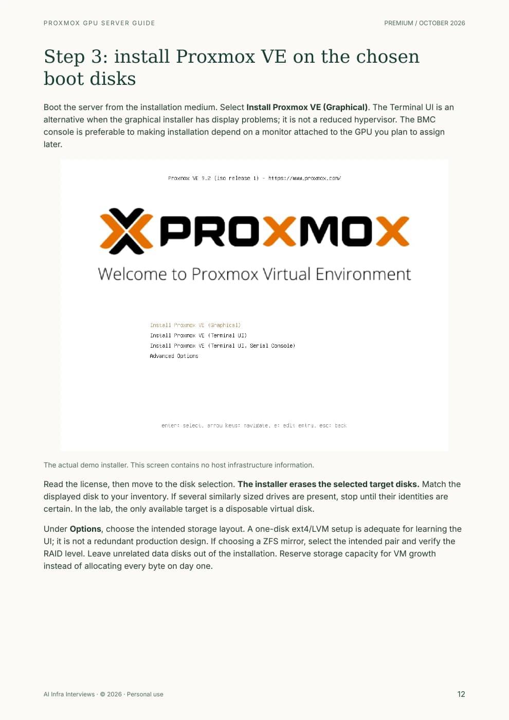 Printed sample page 12: The installation workflow